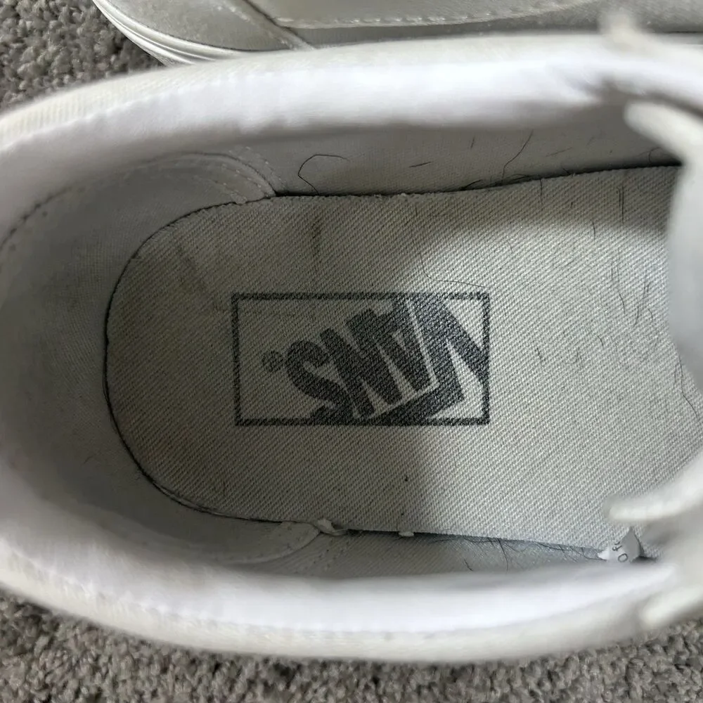 VANS Ward Platform Women's Sz 9 White Canvas Athletic Skate Platform Shoes Used